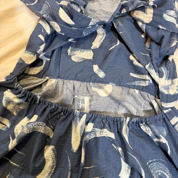 A New Day Blue Abstract Midi Dress | Size L | Open Back Tie - Picture 11 of 14